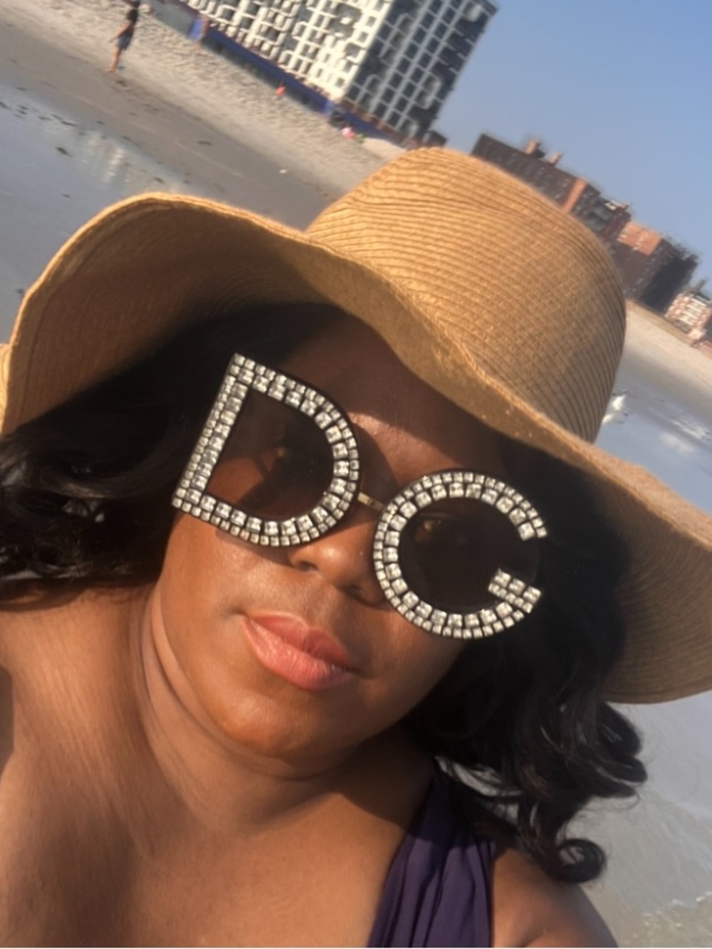 Dolce & Gabbana Crystal DG Logo Oversized Black Sunglasses